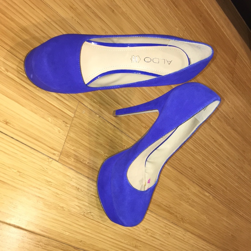 COPY - ALDO blue suede heels.